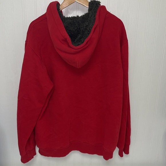 Vintage Nautica Jeans Co Fleece lined Hoodie Red Sweatshirt Zip up Jacket - Picture 3 of 9